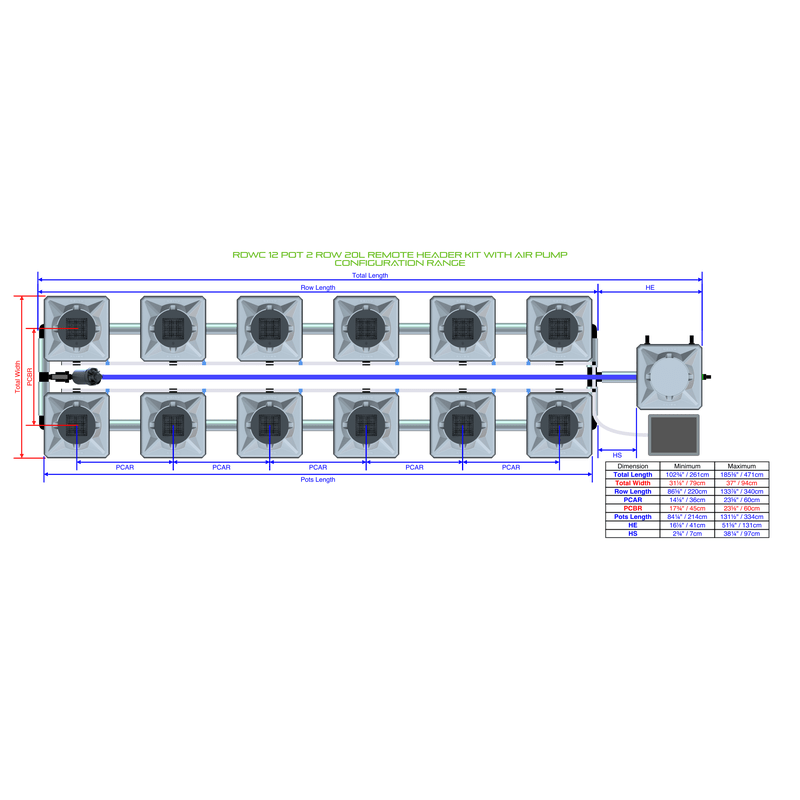 ALIEN RDWC 12 Pot Hydroponic kit 2 row