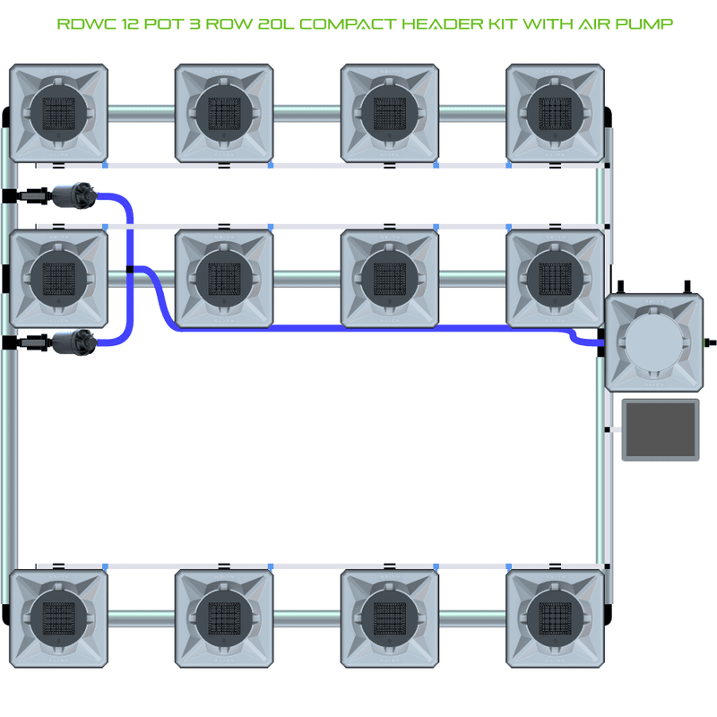 ALIEN RDWC 12 Pot Hydroponic kit 3 row