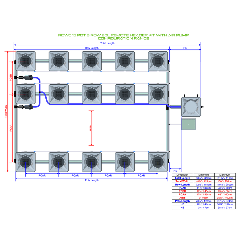 ALIEN RDWC 15 Pot Hydroponic kit 3 row