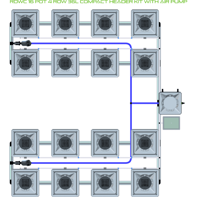 ALIEN RDWC 16 Pot Hydroponic kit 4 row