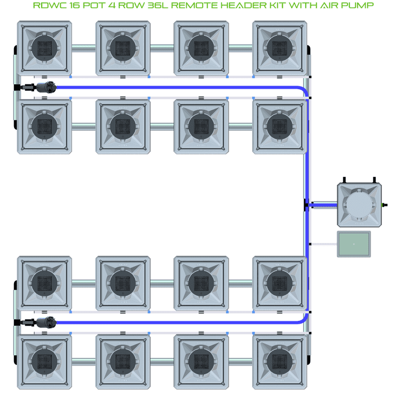 ALIEN RDWC 16 Pot Hydroponic kit 4 row