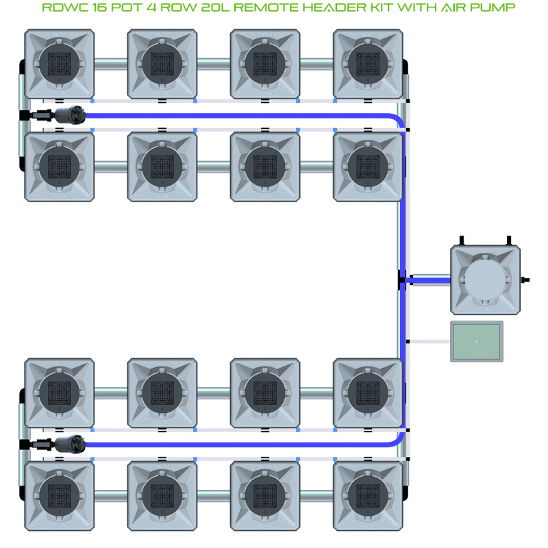 ALIEN RDWC 16 Pot Hydroponic kit 4 row