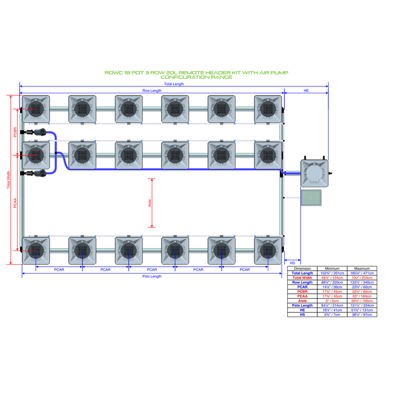 ALIEN RDWC 18 Pot Hydroponic kit 3 row