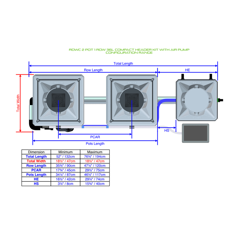 ALIEN RDWC 2 Pot Hydroponic kit 1 row