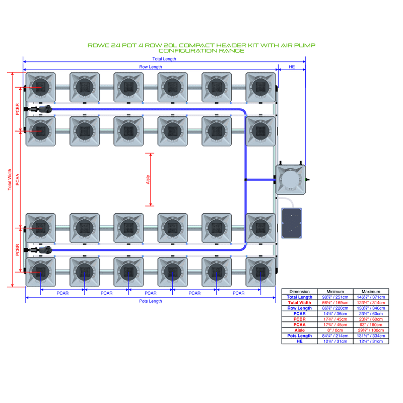 ALIEN RDWC 24 Pot Hydroponic kit 4 row