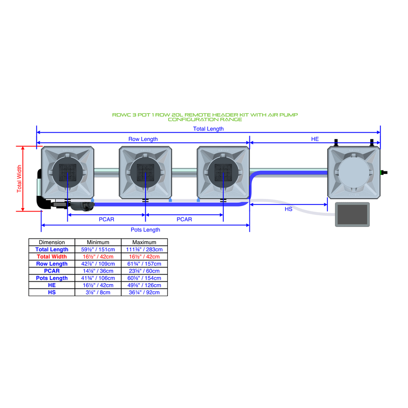 ALIEN RDWC 3 Pot Hydroponic kit 1 row