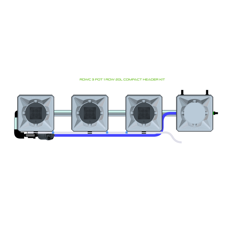 ALIEN RDWC 3 Pot Hydroponic kit 1 row