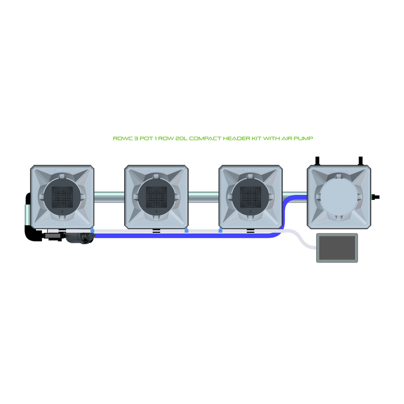 ALIEN RDWC 3 Pot Hydroponic kit 1 row