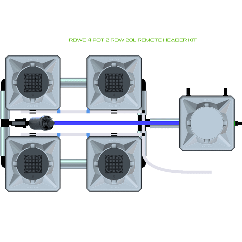 ALIEN RDWC 4 Pot Hydroponic kit 2 row