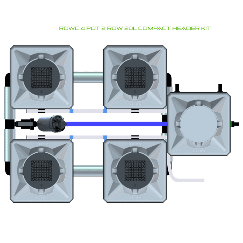 ALIEN RDWC 4 Pot Hydroponic kit 2 row