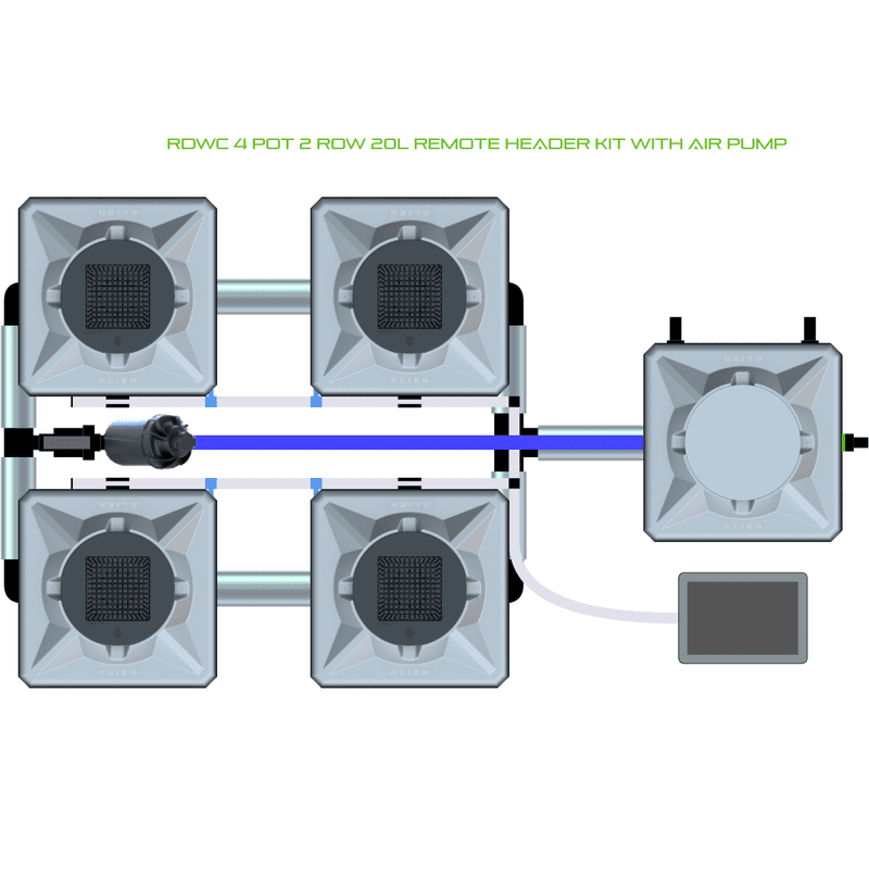 ALIEN RDWC 4 Pot Hydroponic kit 2 row