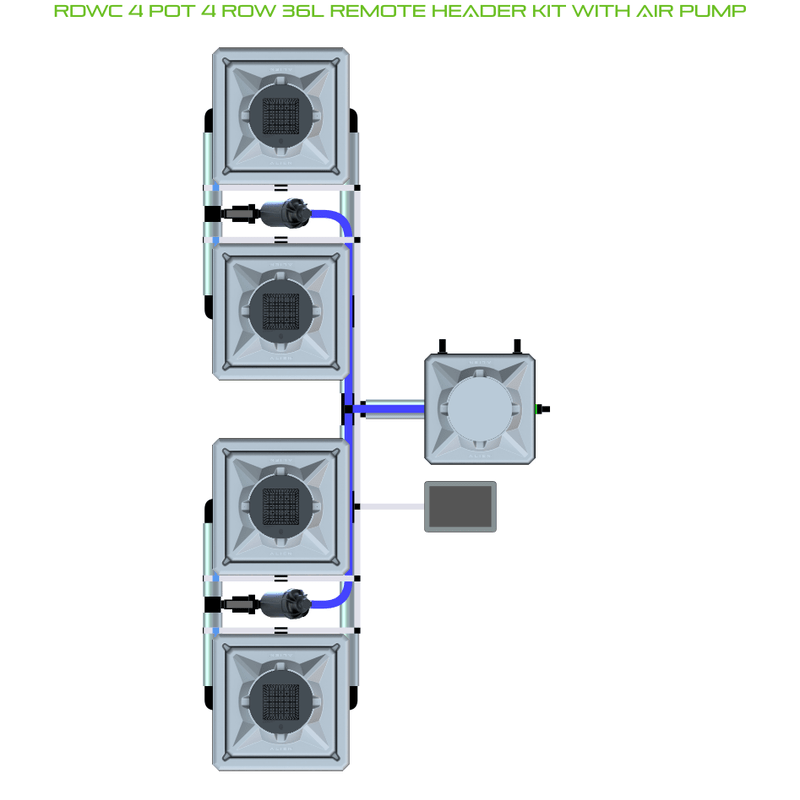 ALIEN RDWC 4 Pot Hydroponic kit 4 row