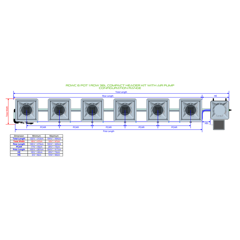 ALIEN RDWC 6 Pot Hydroponic kit 1 row