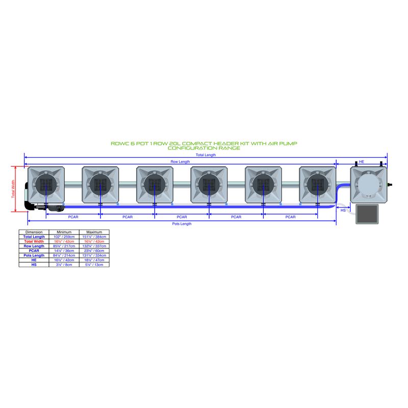 ALIEN RDWC 6 Pot Hydroponic kit 1 row