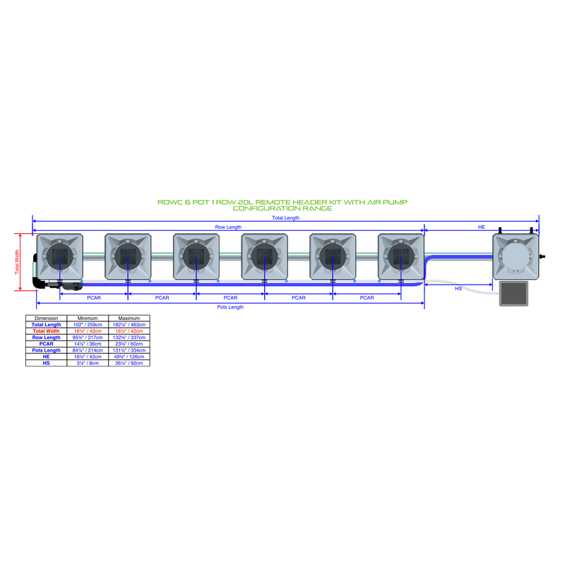 ALIEN RDWC 6 Pot Hydroponic kit 1 row