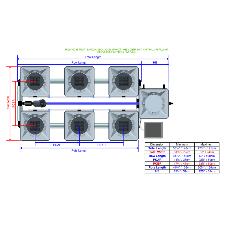 ALIEN RDWC 6 Pot Hydroponic kit 2 row