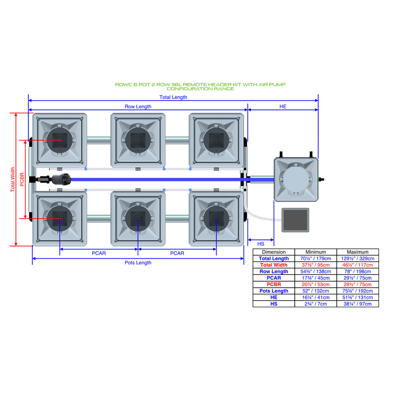 ALIEN RDWC 6 Pot Hydroponic kit 2 row