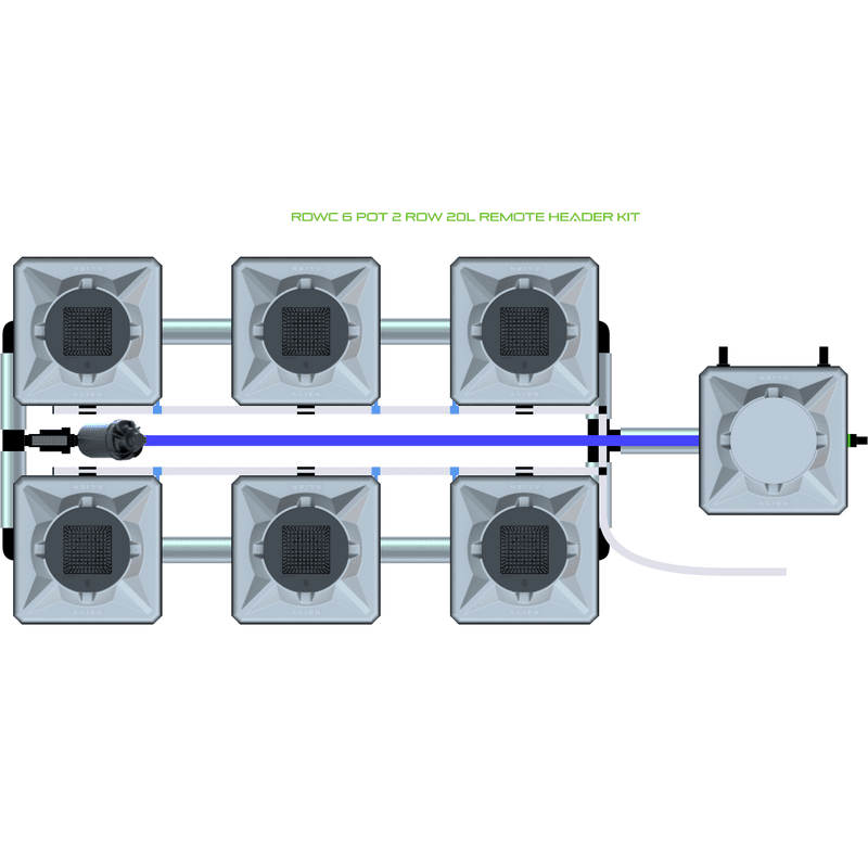 ALIEN RDWC 6 Pot Hydroponic kit 2 row