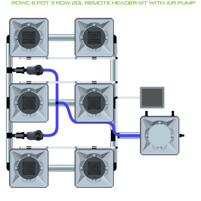 ALIEN RDWC 6 Pot Hydroponic kit 3 row