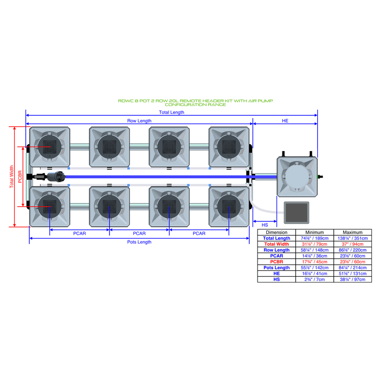 ALIEN RDWC 8 Pot Hydroponic kit 2 row