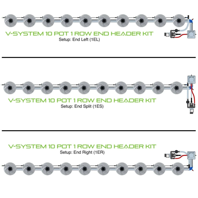 ALIEN Hydroponics V-SYSTEM 10 Pot 1 Row Hydroponic Kit 1el, 1es, and 1er view 