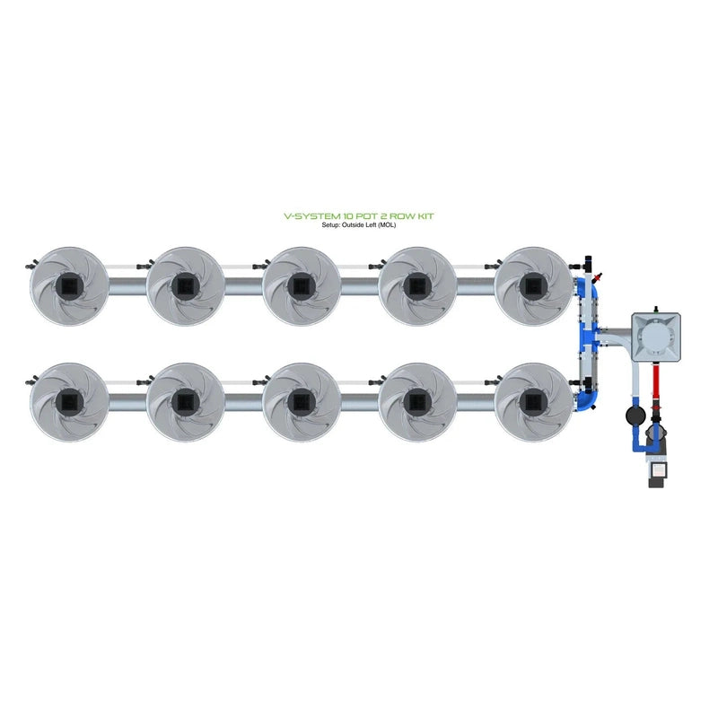 ALIEN Hydroponics V-SYSTEM 10 Pot 2 Row Hydroponic Kit mol view