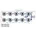 ALIEN Hydroponics V-SYSTEM 10 Pot 2 Row Hydroponic Kit msp view with dimensions