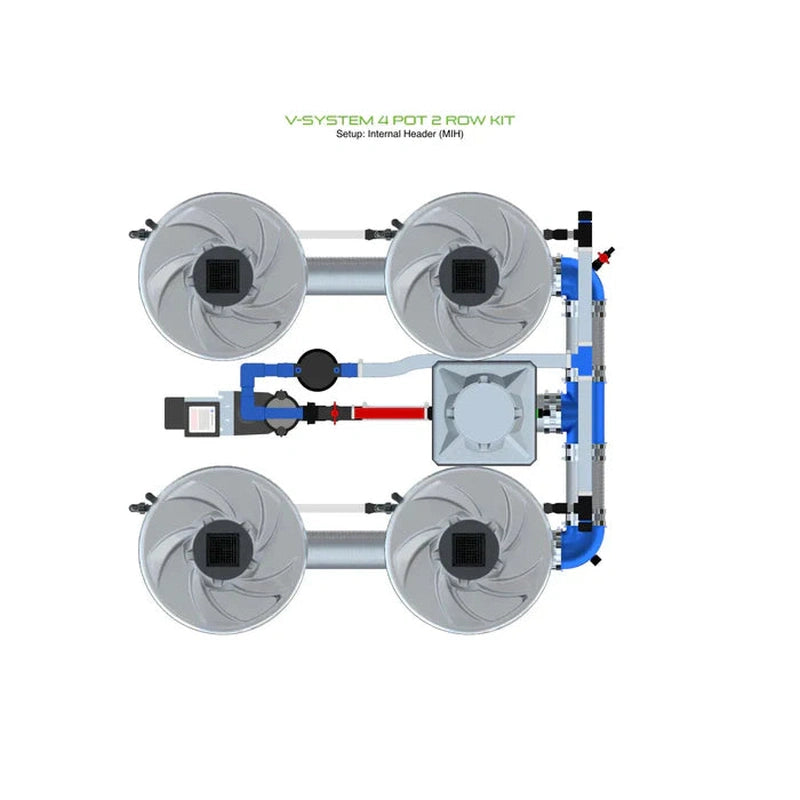 ALIEN Hydroponics V-SYSTEM 4 Pot 2 Row Hydroponic Kit internal header view