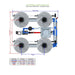 ALIEN Hydroponics V-SYSTEM 4 Pot 2 Row Hydroponic Kit internal header view with dimensions