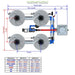 ALIEN Hydroponics V-SYSTEM 4 Pot 2 Row Hydroponic Kit split pump header view with dimensions