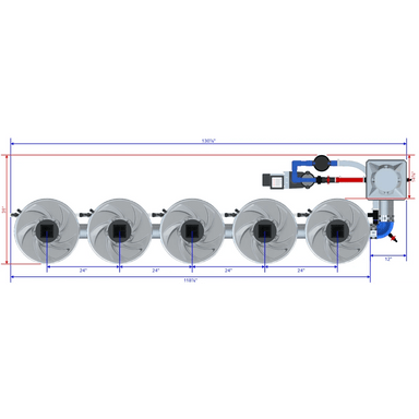 ALIEN Hydroponics V-SYSTEM 5 Pot 1 Row Hydroponic Kit dimensions