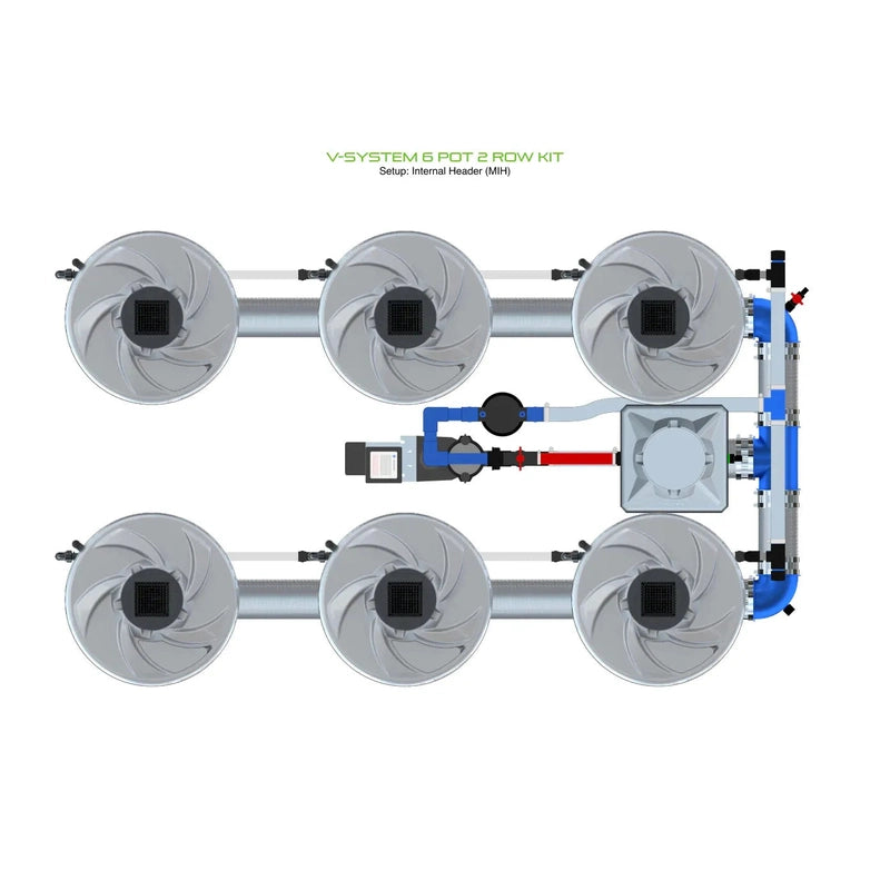 ALIEN Hydroponics V-SYSTEM 6 Pot 2 Row Hydroponic Kit mh view