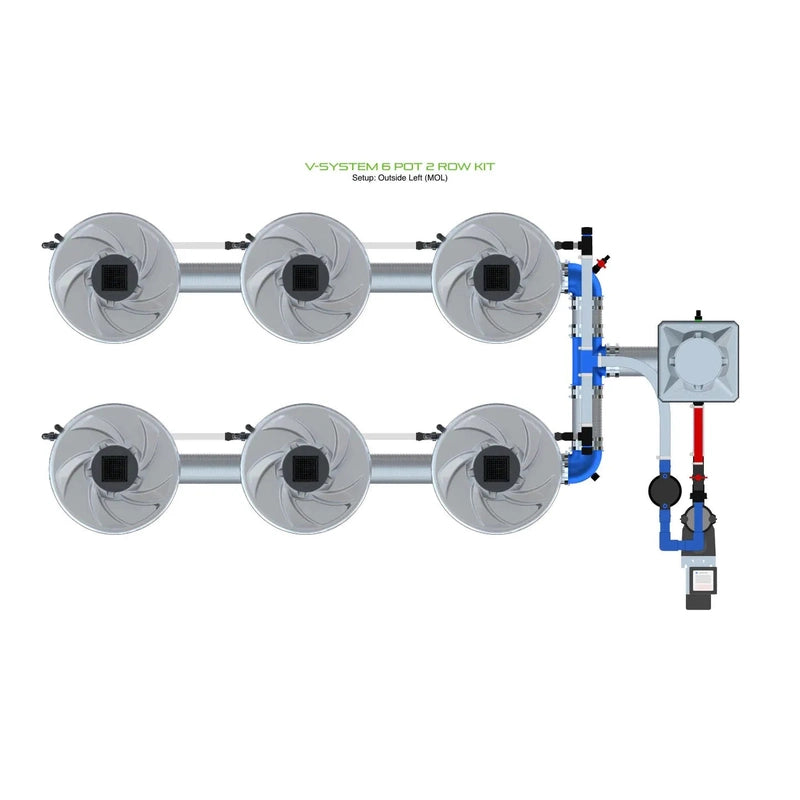 ALIEN Hydroponics V-SYSTEM 6 Pot 2 Row Hydroponic Kit mol view