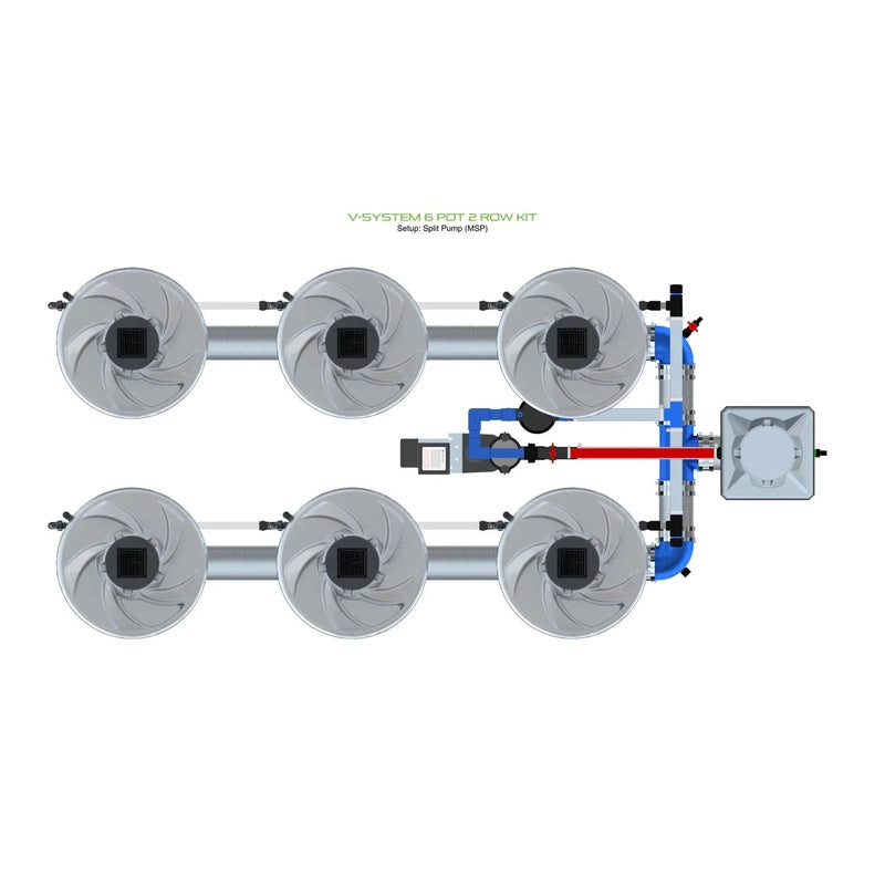 ALIEN Hydroponics V-SYSTEM 6 Pot 2 Row Hydroponic Kit msp view