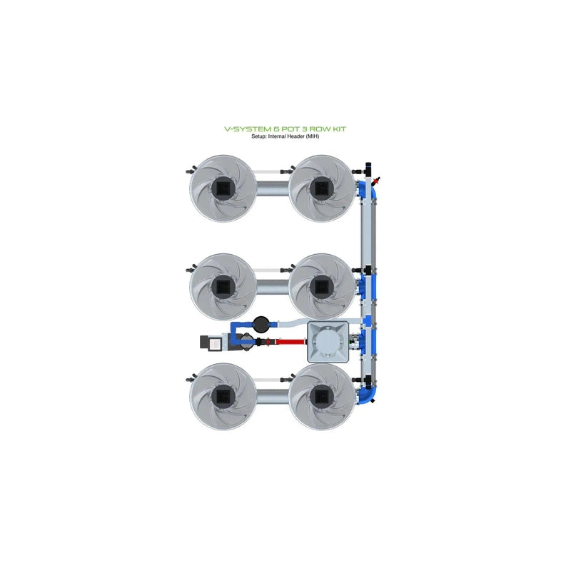 ALIEN Hydroponics V-SYSTEM 6 Pot 3 Row Hydroponic Kit MIH view