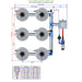 ALIEN Hydroponics V-SYSTEM 6 Pot 3 Row Hydroponic Kit mol #2 view with dimensions