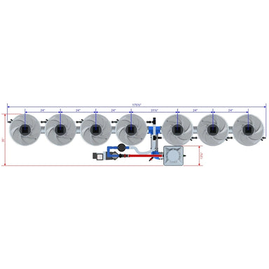 ALIEN Hydroponics V-SYSTEM 7 Pot 1 Row Hydroponic Kit dimensions