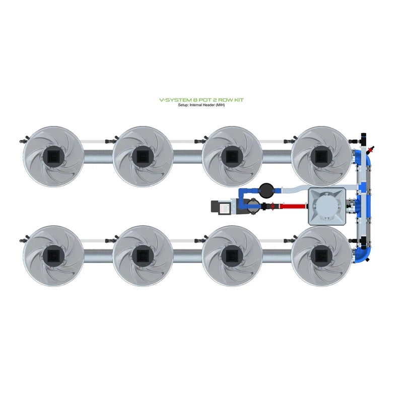 ALIEN Hydroponics V-SYSTEM 8 Pot 2 Row Hydroponic Kit mh view