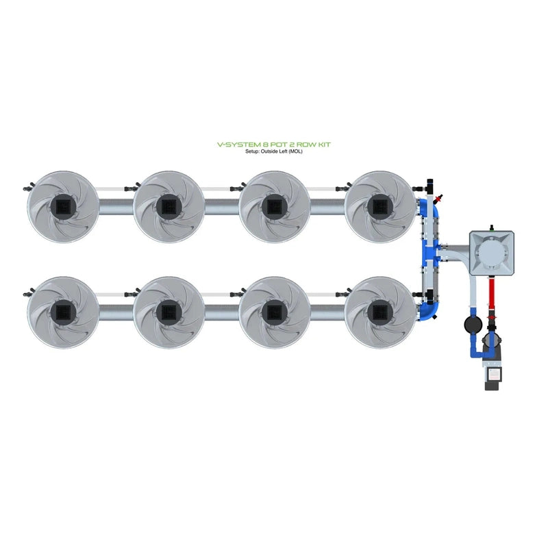 ALIEN Hydroponics V-SYSTEM 8 Pot 2 Row Hydroponic Kit mol view