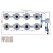 ALIEN Hydroponics V-SYSTEM 8 Pot 2 Row Hydroponic Kit mol view with dimensions