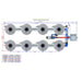 ALIEN Hydroponics V-SYSTEM 8 Pot 2 Row Hydroponic Kit msp view with dimensions