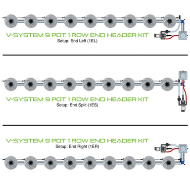 ALIEN Hydroponics V-SYSTEM 9 Pot 1 Row Hydroponic Kit 1el, 1es, and 1er view 