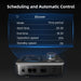 Spider Farmer Smart Grow Tent Kit SE7000 LED Lighting 5’x5’x6.5′ Control panel with scheduling and automatic control settings displayed on a screen.