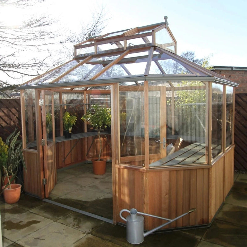 Alton Octagonal Cedar Greenhouse- Aluminum Base