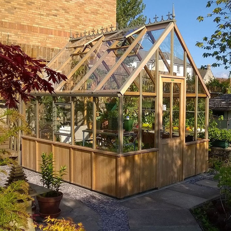 Alton Cheltenham Cedar Greenhouse corner view with plant foliage
