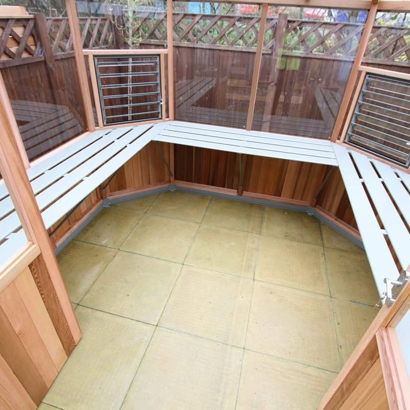 Alton Octagonal Cedar Greenhouse inside view