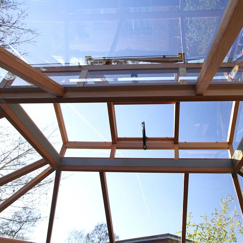 Alton Octagonal Cedar Greenhouse inside view roof