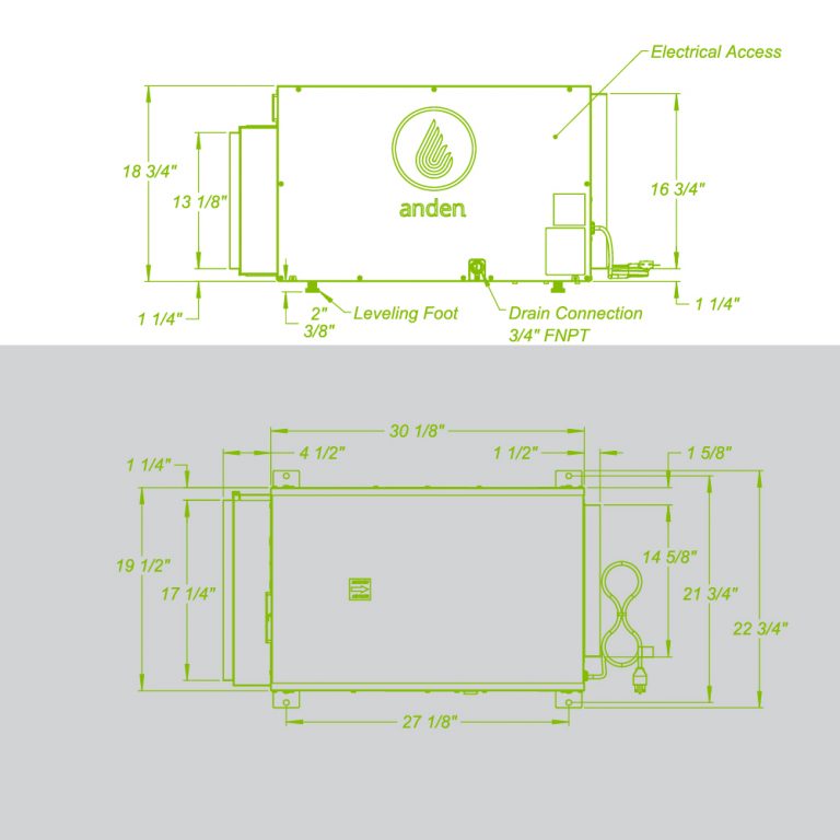 Anden 210 Pint Dehumidifier dimensions