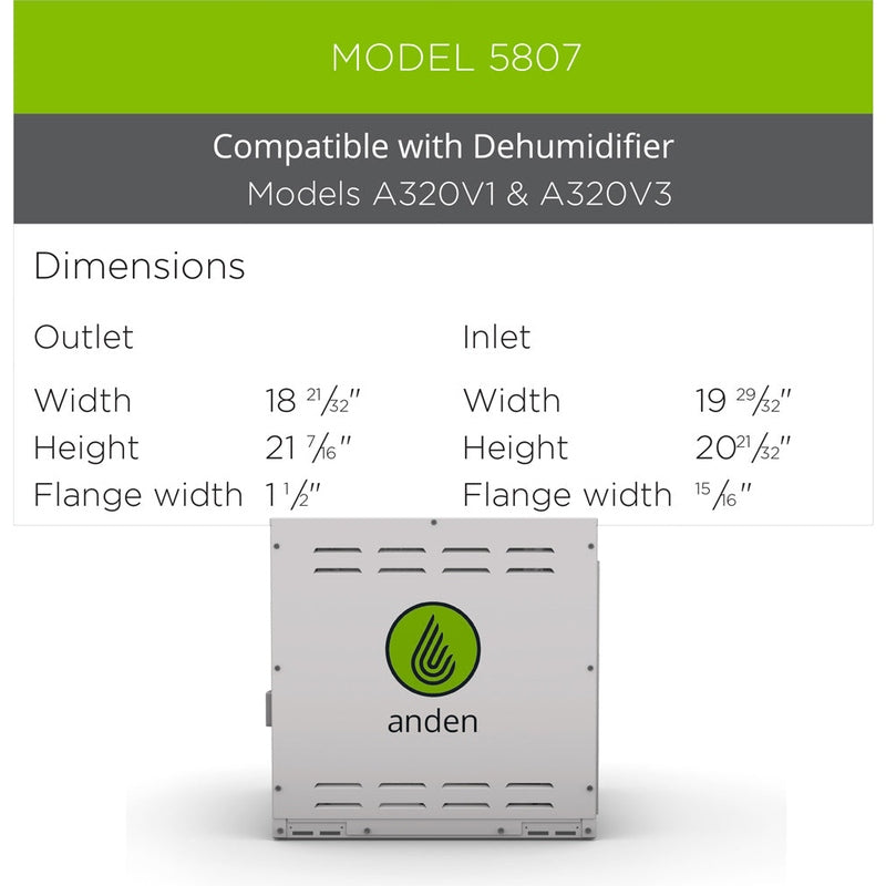 Anden Duct Kit for Anden Dehumidifier Model A320V1 & A320V3 specs 