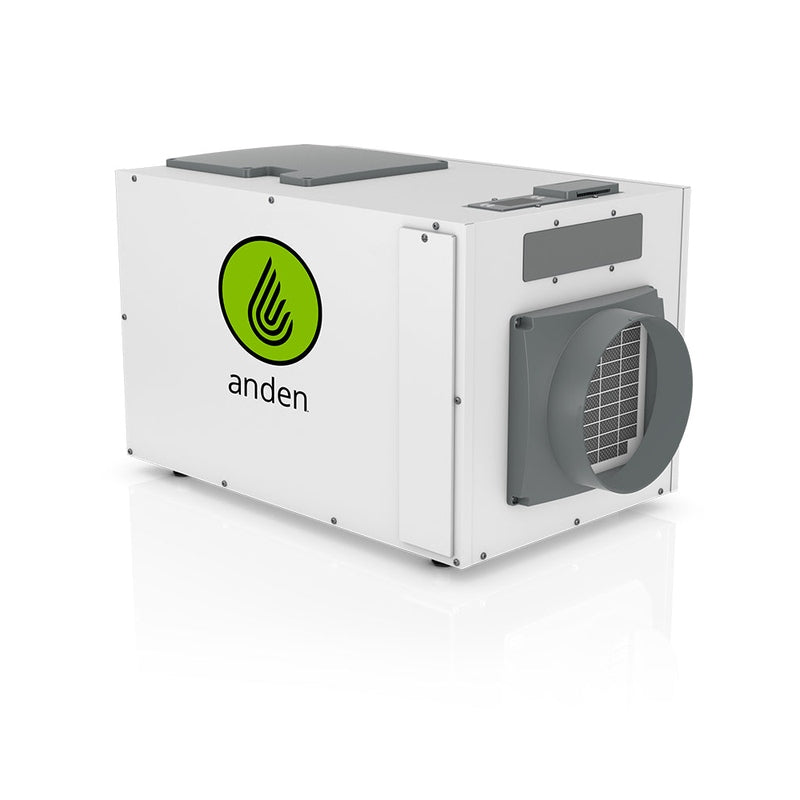 Anden Industrial Dehumidifier, 130 Pints/Day – 120V, Grow Room-Ready 45 degree view 